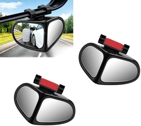 2 PCS Car Blind Spot Mirror, Double-sided 360 Degrees Adjustable Wide-angle Mirror, High-definition Reverse Auxiliary Accessories, for Most Cars (Black)