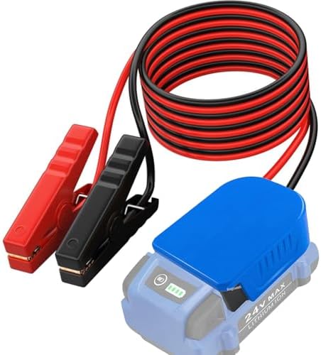 Jumper Cable Clamps Kit for Kobalt 24V Battery Jumper Starter Automotive Booster Cables 6Ft 12AWG Power Tool Line for Car Riding Mower Motorcycle