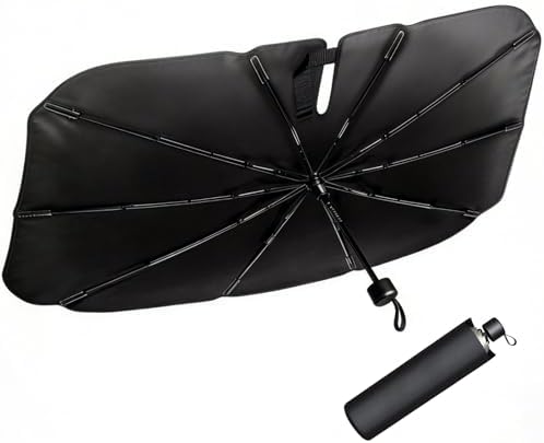 Foldable Car Umbrella Cover for Front Window - Car Windshield Sun Shade Heat & UV Protection, Easy Open Keep Cool and Protect Interior for Auto Sedan SUV (56" L x 31" W)