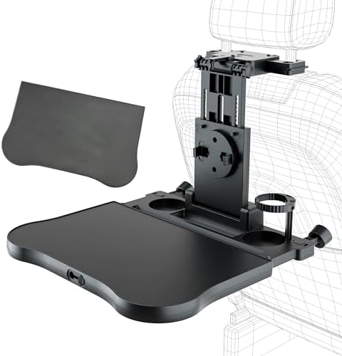 Car Seat Tray, Car Back Seat Tray Table for Kids, Foldable Travel Tray for Rear Passenger Seat, Car Food Trays for Eating, Car Desk for Laptop Working on the Road with Non-Slip Mat
