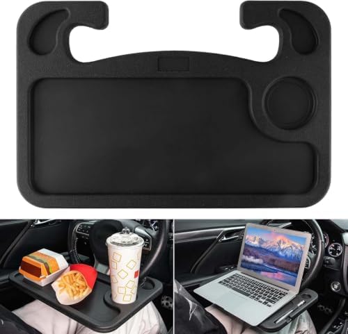 1 Pack Steering Wheel Desk for 2021-2025 Chrysler Pacifica/Pacifica Hybrid Pinnacle, Car Eating Tray Table Portable Laptop Mount Auto Travel Accessories Seat Slot Storage