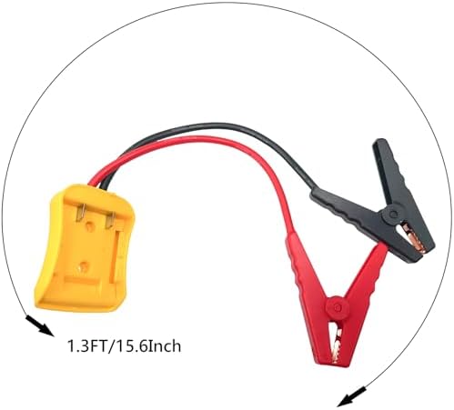 Jumper Cables with Adapter Compatible with De.walt 20V Battery, 1.3FT 8AWG Alligator Clips Jumper Starter Automotive Booster Cables Power for Car Jump Starting Using Tool Batteries