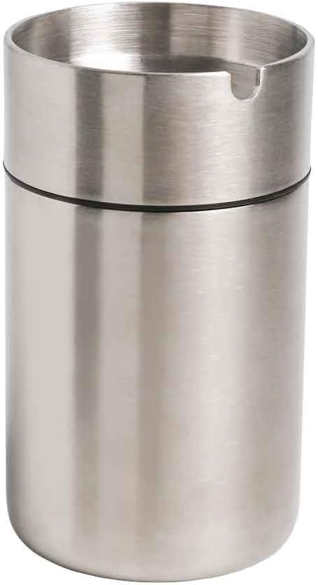 JOCHA Car Ashtray with lid smell proof Stainless Steel Portable Smokeless Detachable Windproof Self Extinguishing Butt Bucket Ash Tray for Most Car Cup Holder for Outdoor Travel Home Office (Silver)