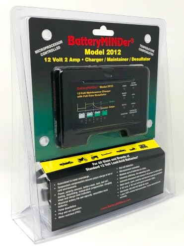 BatteryMINDer 2012 12V 2Amp Smart Battery Charger, Maintainer & Desulfator - Automatic Trickle Charger for Car, Motorcycle, Lawn Mower, RV - for Winter & Long-Term Storage