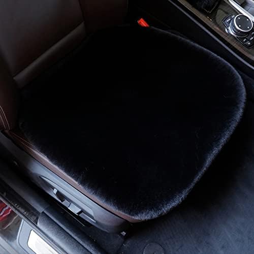 1 Set 3 pcs Soft Fluffy Auto Seat Cover Faux Wool Auto Front &amp; Back Seat Pad Car Seat Cover Protector Cushion Soft Warm for Winter Mat Universal Fit (Black)