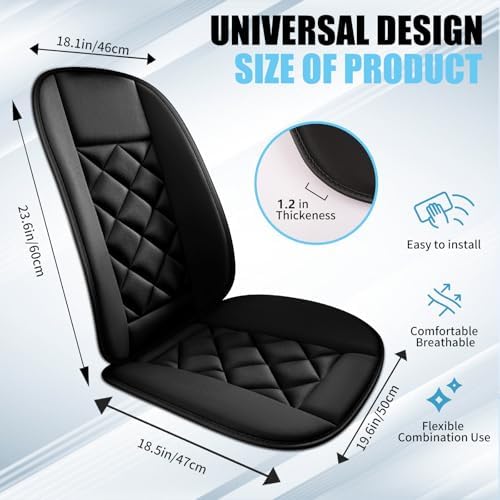 Car Seat Cushion with Back Support Pillow, Car Seat Cushion for Long Driving, Breathable Car Seat Protector, 1.2'' Thick Memory Foam Design for Pain Relief, Seat Pad for Car SUV Truck (Black)