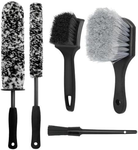 5PCS Wheel Cleaner Brush Kit, Tire Brushes, Rim Cleaner Brush,Car Detailing Brushes, Car Wash Tools for Wheels and Tires No Spatter