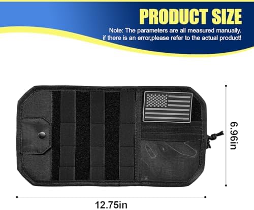 Car Sun Visor Organizer, Multifunctional Car Visor Zip Storage Pouch with Glasses Clip & Card Sleeve Pocket, Auto Interior Semi-Rigid MOLLE Panel for Cars, SUVs, Trucks (Black)