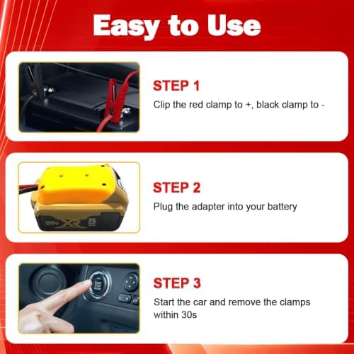 Jumper Cables with Adapter Compatible with DE.Walt 20V Batteries 8AWG 2FT