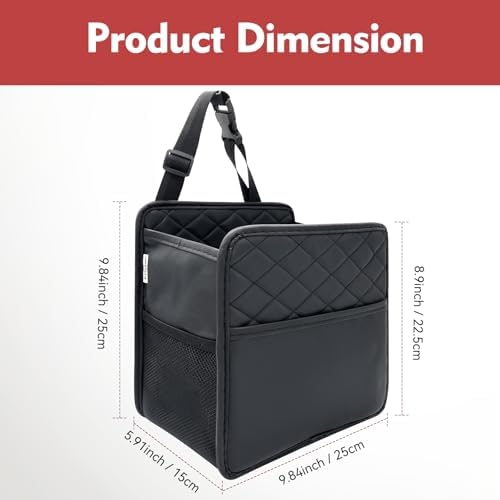 Witaxima 2 Pack Upgraded Car Seat Organizer Backseat with Storage Pockets, Multipurpose Car Organizer Hanging Car Trash Bag Premium PU Leather Garbage Can 2.14 Gallon Large Capacity Accessories Black