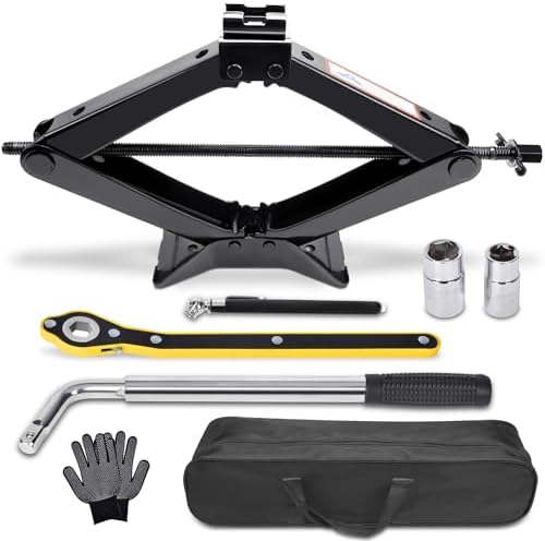 Scissor Car Jack 3 Ton (6610 lbs) Tire Changing Kit with Lug Wrench - Emergency Kit for Car, SUV, MPV