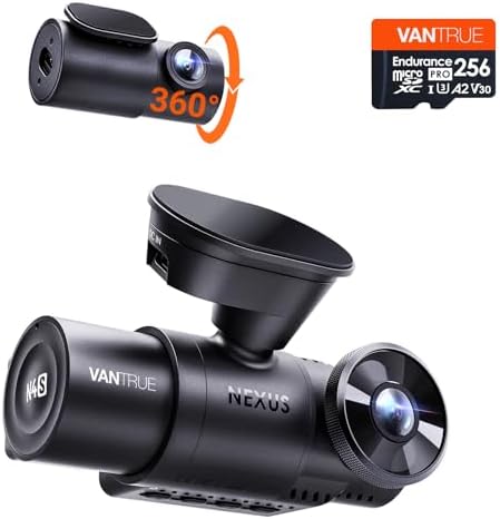 【Bundle: Vantrue New N4S(RC18) Dash Cam + 256GB microSD Card】 STARVIS 2, PlatePix™, 2.7K+1440P+1440 Front Inside Rear Dashcam, 24/7 Buffered Parking Mode, Support 1TB Max