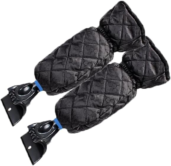 Ice Scraper with Glove - Waterproof Ice Scrapers Snow Removal Tool for Car Windshield, SUV, Truck - Comfortable Mitt Glove for Quick Ice & Snow Removal (Blue)
