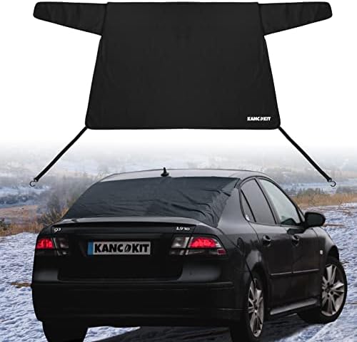 Rear Window Snow Cover, 600D Oxford Winter Windshield Cover with Long Flaps and Magnets Protect Rear Windscreen from Snow Ice Frost, All Weather Back Window Cover Snow-Shade Fit Most Cars