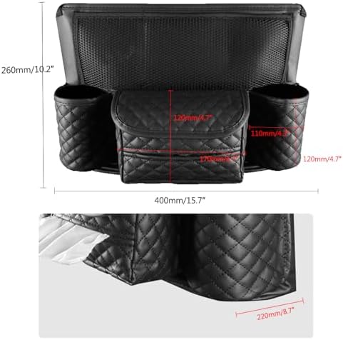 Car Organizer, Leather Large Capacity Car Purse Holder for Front Seat, Seat Back Net Bag Double-sided Tissue Storage Handbag Holder Car Accessories (Brown)