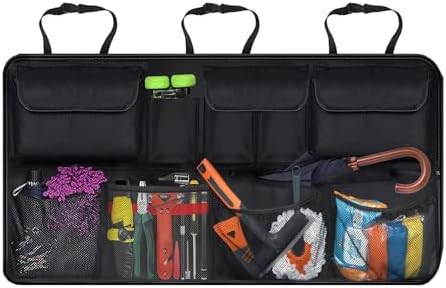 Car Trunk Organizer with Lid, SUV/Truck Compatible, Large Capacity, 6 Pockets &amp; 3 Mesh Pouches
