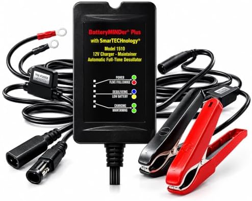 BatteryMINDer 1510 12 Volt-1.5 Amp Smart Battery Charger, Maintainer & Desulfator, Automatic Trickle Charger for Car, Motorcycle, Marine Batteries Ideal for Winter & Long-Term Storage