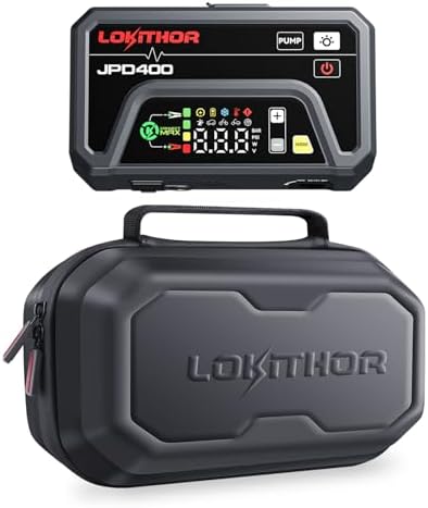 LOKITHOR JPD400 3000A Jump Starter with Air Compressor, Air Deflator and Waterproof Storage Case