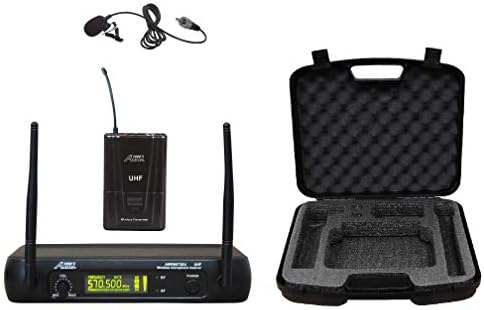Audio 2000S S6073M UHF Wireless Lavalier Microphone System with Balanced XLR and 1/4-Inch Outputs, Volume Control, and Hard PVC Carrying Case