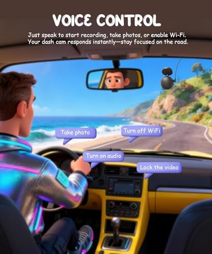 KAWA Dash Cam 2K, Mini Spherical with Voice Control & WiFi Car Camera