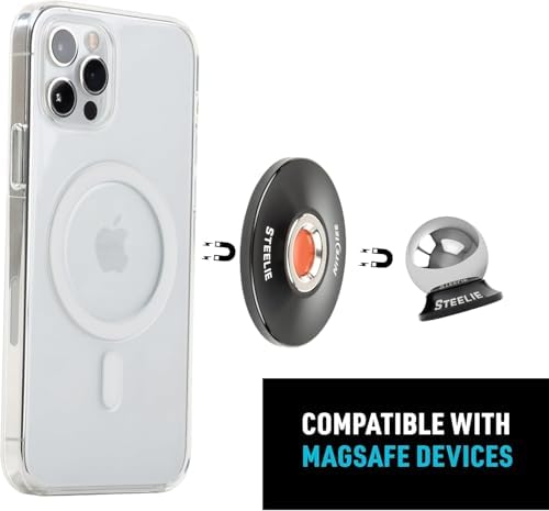 Universal Car Phone Mount Magnetic/Orbiter Plus Dash Mount - All-Metal Car Mount Compatible with Magnets Inside MagSafe iPhones - Cell Phone Holder for Car Dashboard