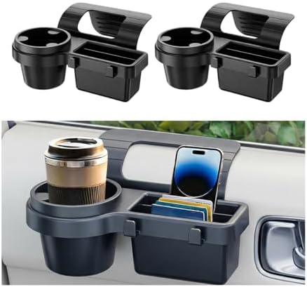 Mandark 2PCS Car Window Storage Organizer, Multifunctional Vehicle Window Mount Storage Rack with Cup Holder Phone Mount, Automotive Interior Door Side Hanging Organizer, Universal Fit