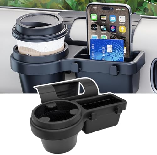 Car Door Storage Organizer with Cup Holder，Multifunctional Car Window Cup Holder Organizer Tray Side Hanging Rack，Backseat Storage Rack Box Hook for Hold Bottle Cell Phone Coin Key Charging Port