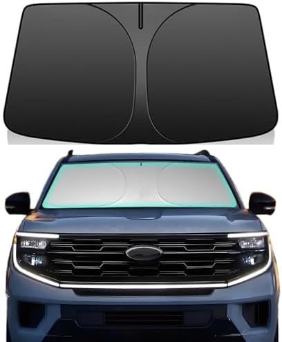 Windshield Sun Shade for 2018-2026 Ford Expedition Foldable Car Front Window Sunshade Accessories 4-Layer 240 T Sun Visor Protector Reflective Cover Block UV Rays & Sun Heat