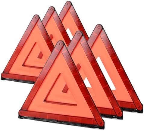 Emergency Warning Triangles, 6 Pack with Packaging Foldable Warning Reflective Triangle Warning Kit, Emergency Triangle for Vehicles, Car Road Reflective Kit for Vehicles Breakdown