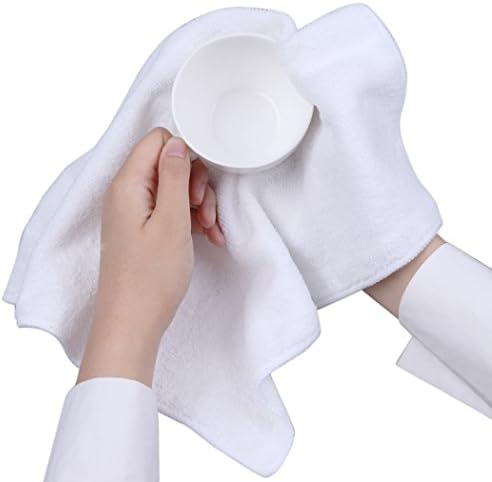 CARTMAN 16x24 Inch 12 Pack 350GSM Microfiber Cleaning Cloths, White