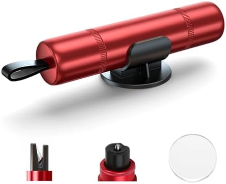 4Pcs Safety Hammer, 2 in 1 Car Window Breaker and Seatbelt Cutter, Red