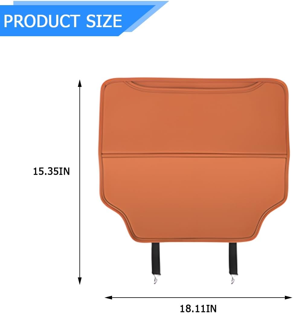 Zpana 2PCS Car Kick Mat Back Seat Protector, Microfiber Leather Vehicle Back Seat Cover with Storage Pocket, Automotive Backseat Anti-Kick Pad for Kids Pets, Universal for Truck SUV RV (Light Brown)