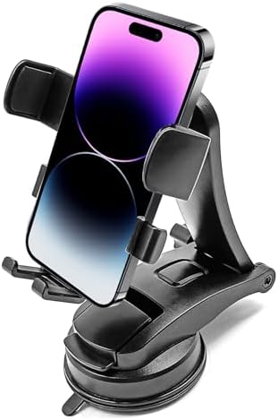 Car Phone Holder Mount Clip, Upgraded 3-in-1 Car Phone Holder Mount, Powerful Vacuum Suction Phone Mount for Car Dashboard Air Vent Windshield, 360° Adjustable, for All iPhone Android Phone