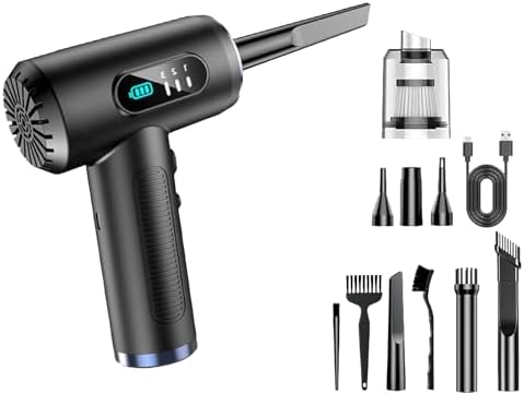 Pumpify Portable 3 in 1 Compressed Air, 3-Speed Modes, Duster & Vacuum Cleaner, High-Definition Display, Multi-Purpose Cordless Mini Vacuum Cleaner Handheld Rechargeable, for Car, Office, Home (B)