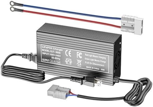 29.2V 20A Lithium Battery Charger, LiFePO4 Battery Charger AC-DC Smart Charger with Anderson Connector LED Indicator Special for 24V/25.6V Deep Cycle Rechargeable Batteries of Car, Truck, Boat, RV