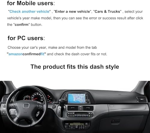 Dash Cover Mat Custom Fit for Honda Odyssey with Cutout for Speakers Airbag and Light Sensor,Dashboard Pad Cap Carpet Protector K224 (Black)