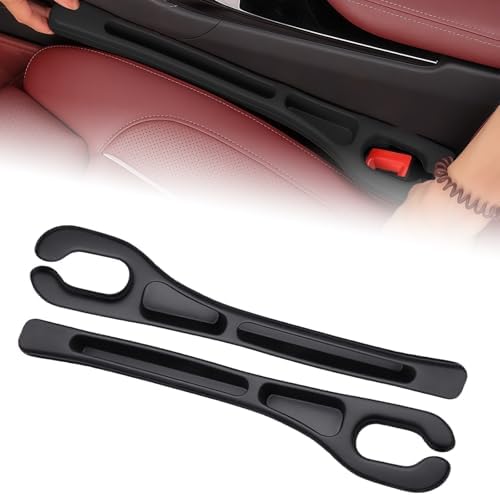 Car Seat Gap Filler, 2 PCS Car Seat Gap Filler Organizer with Storage Slot, Anti-Drop Side Console Storage Pocket, Universal for Auto SUV Truck Interior Accessories, Black