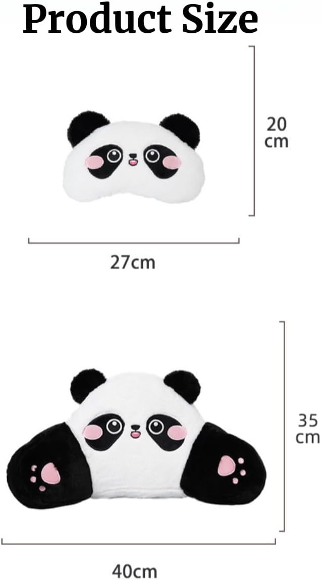 Cute Panda Car Pillow – Plush Neck Support & Lumbar Cushion, Soft Rabbit Fur Material for Headrest & Back Seat Comfort(Set of 2)