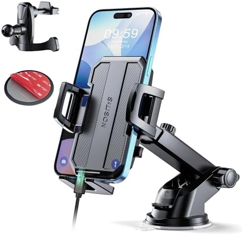 SUUSON Upgraded 3-in-1 Car Phone Holder Mount for Car, Black
