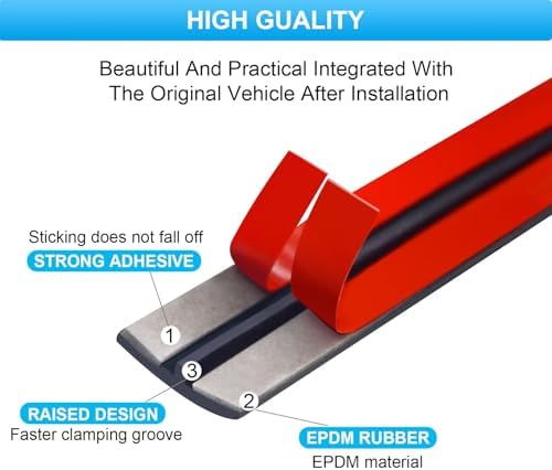 Car Weather Stripping, 30mm Windshield Rubber Seal for Car Front Rear Windshield Trim, Rubber Adhesive T Shape Sunroof Seal Cover Leak Sound Proofing (23 Feet)