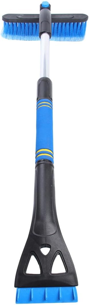 TEHAUX Snow Removal Brush Car Ice Scraper Telescopic Blue PVC PP Metal