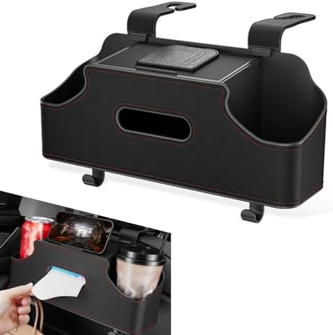 1 PC Car Seat Back Storage Box, 11.42" x 3.35" x 4.92" Hanging Fashionable Multifunctional Storage Rack, Easy to Clean and Durable Travel Accessories, Universal for Most Cars (Black)