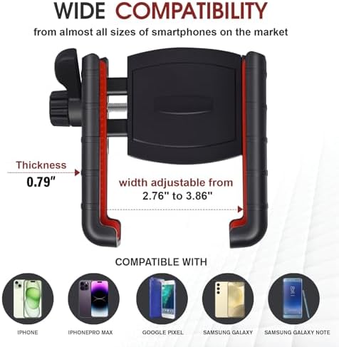 Upgraded Golf Cart Phone Mount Holder Compatible with EZGO/Club Car/Yamaha, [Big Phones & Thick Cases Friendly] Universal Phone Holder Compatible with iPhone/Galaxy/Google Pixel, All Smartphones
