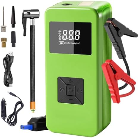 6000A Portable Jump Starter, 150PSI Air Compressor for 6.0L Gas/3.0L Diesel