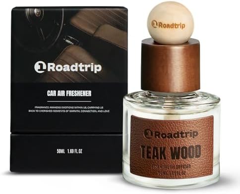 Car Air Freshener 50ML - Light Teakwood Fragrance - Cup Holder Diffuser - Car Interior Accessory - Non Toxic Air Freshener for Men & Women