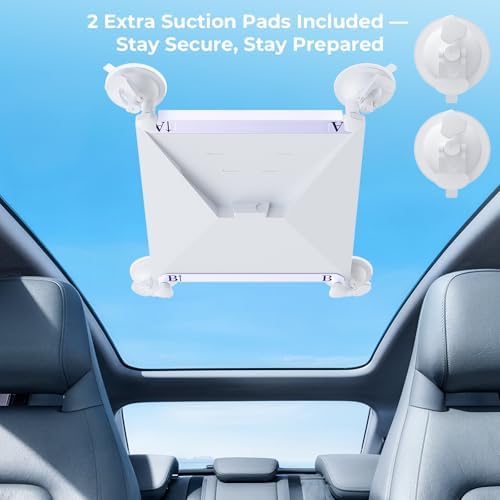Starlink Mini Car Mount, Starlink Mini Accessories for Car Windows & Sunroofs, Secure Mounting Kit with 2 Spare Cups & Anti-Slip Pad,All-Weather Stability for RVs, Trucks & Boats(White)