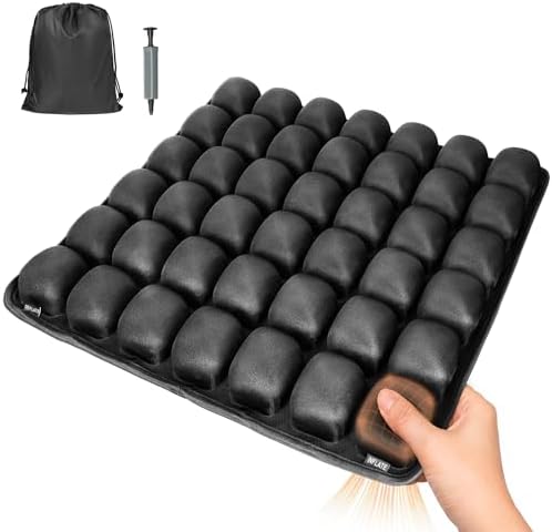 JQinHome Inflatable Seat Cushion with 42 Airbags, Press-Type Airplane Cushion for Long Flights, Portable Sondur Travel Cushion, Ergonomic Travel Seat Cushion for Airplane, Car, Office & Wheelchair