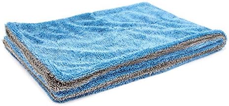 Autofiber Dreadnought Microfiber Towel, Superior Absorbency for Drying Cars, Trucks, and SUVs, Double-Twist Pile and One-Pass Vehicle-Drying Towel - Pack of 1 - Blue/Gray (20 inch x 30 inch)