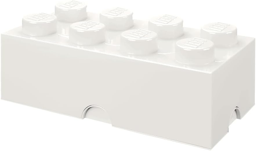 LEGO Storage Brick 8 - studs YELLOW - Stackable Plastic Storage Box with Lid for Kids and Adults, Ideal Desk Organizer and Toy Box - 12.1L Capacity