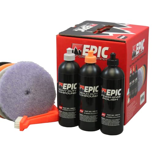 Malco Epic Paint Correction Kit, Heavy-Duty, Medium-Duty & Finishing Polish